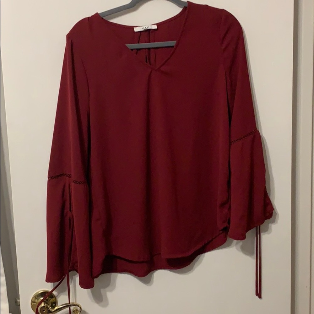Ro & De Wine Red Bell Sleeve Blouse